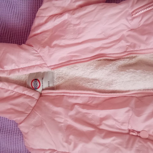 Joyce pink jacket with embossed hearts, age 5