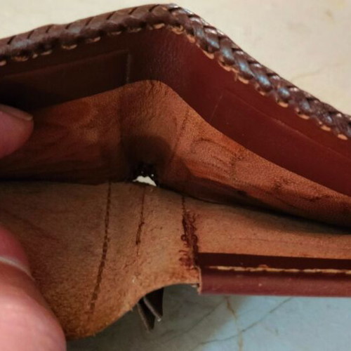 Handmade leather wallet vintage style like new, brown