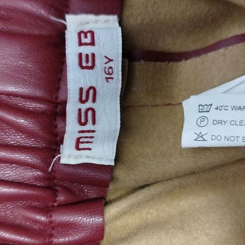 Leather pants for girls like new, burgundy, size 16