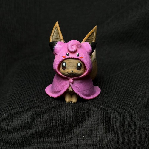 Little figure Eevee wearing poncho Clefairy handmade
