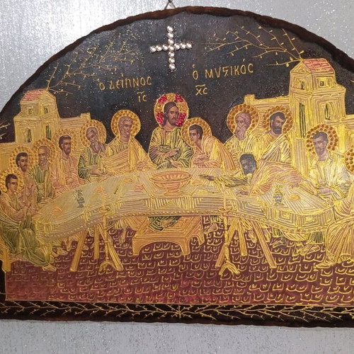 Last Supper wood relief new, handmade gift icon 50x30 cm
