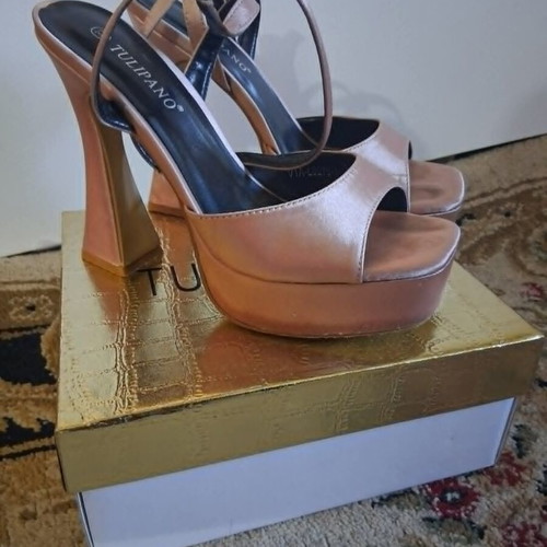 Tulipano high heel platform sandals like new, beige, size 38.5