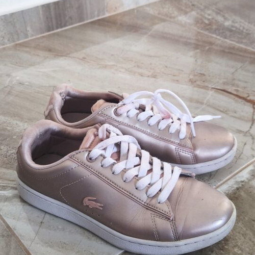 Lacoste women's sneakers size 37 used, pink metallic