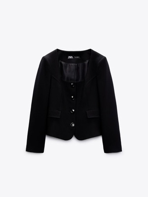 Black blazer with round collar S like new