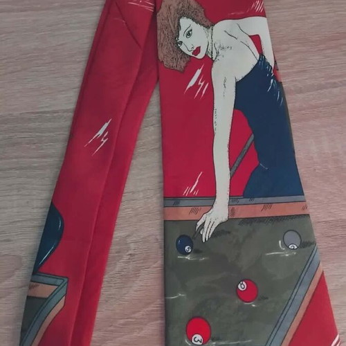 Tie like new, red with billiards design