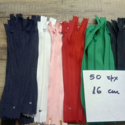 Optilon zippers pack of 50, 16 cm, assorted colors