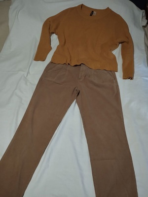 Corduroy pants set Zara and yellow knit H&M used