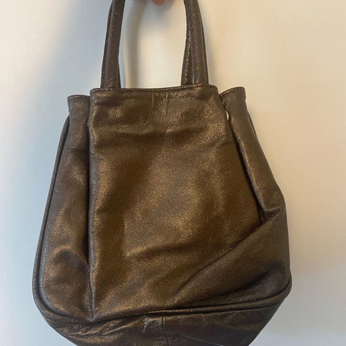 Leather evening bag with extra chain for crossbody