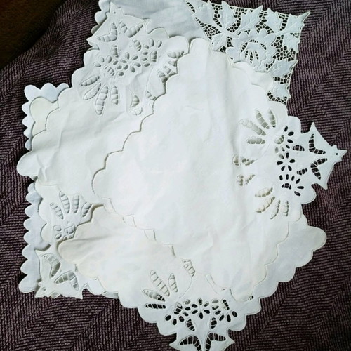 Set of 12 collectible white handmade table linens used