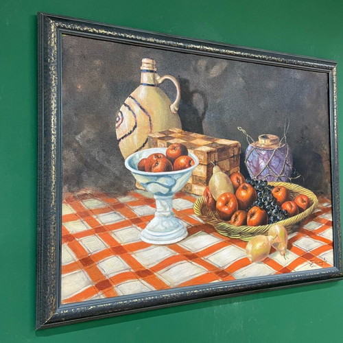 Dimitris Kourtis Oil Painting like new, Fruits on Table