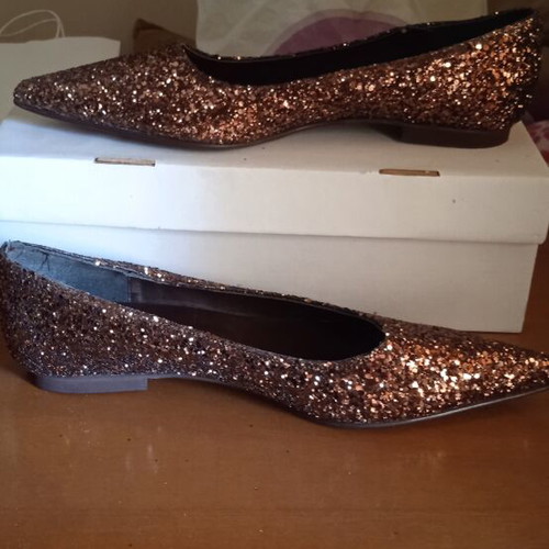 Elite flat shoes size 38 brown synthetic glitter like new