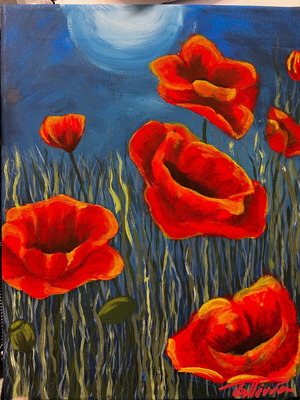 Poppies That Resist acrylic painting on canvas new