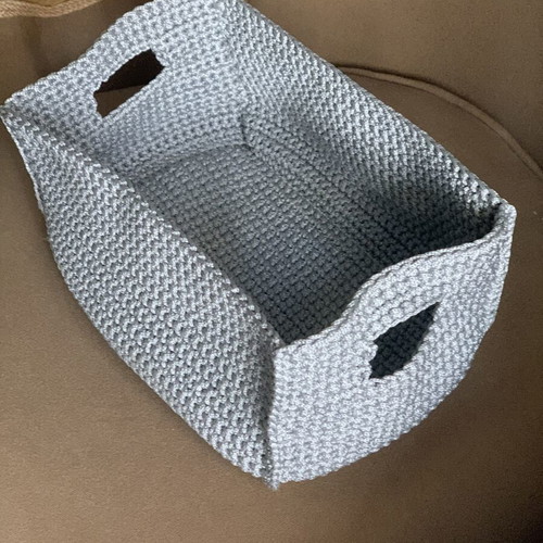 Storage basket like new, gray knitted cord with handles