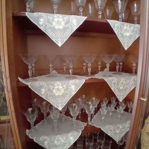 Crystal glass set handmade 24 pieces new, hand engraved