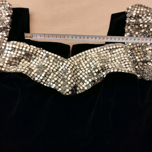 Black velvet dress with sequins on sleeves and bust like new