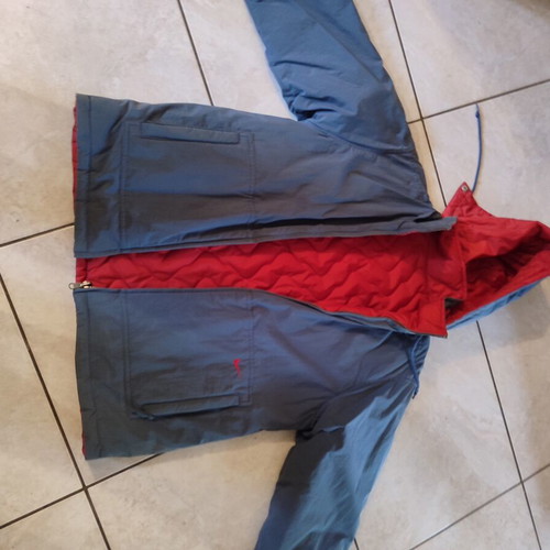 Reversible jacket used, large unisex with detachable hood, gray