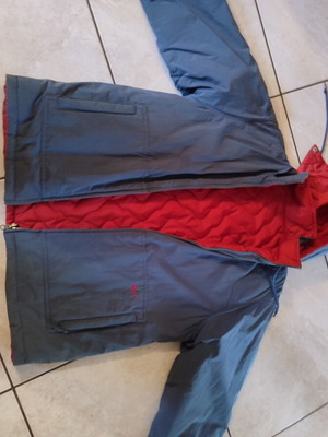 Reversible jacket used, large unisex with detachable hood, gray
