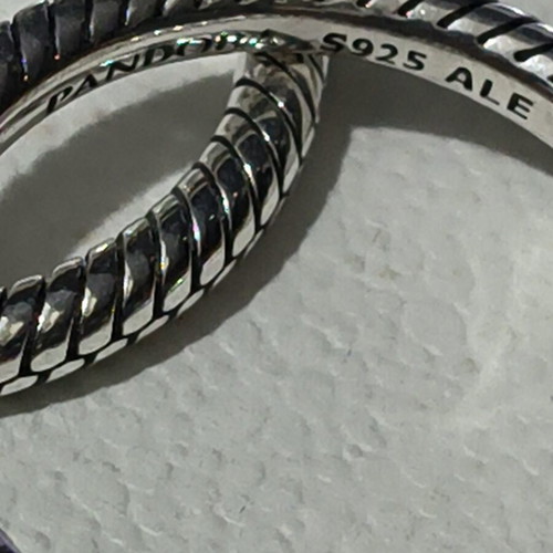 Pandora silver hoop earrings like new with engraved logo