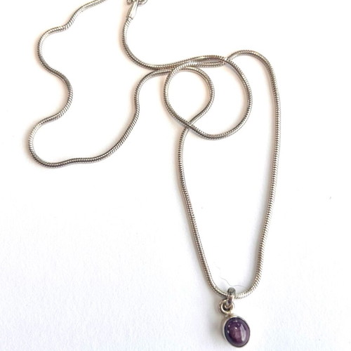 Sterling silver 925 necklace with amethyst pendant, like new