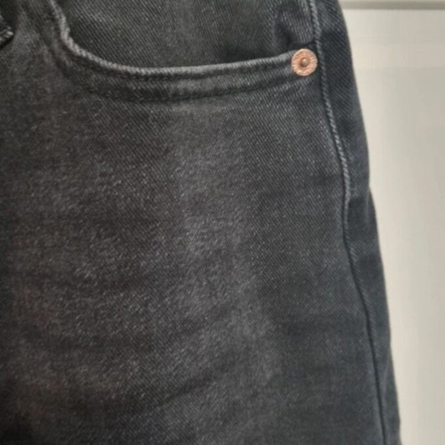 Jean with crooked button fastening, size small, black, straight fit