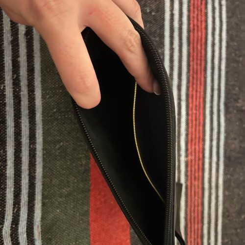 Leather toiletry bag used black