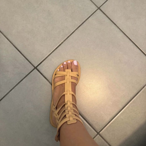 Tsoukalas Shoes beige platform sandals size 37