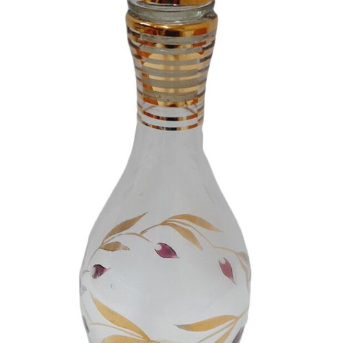 Vintage glass decanter hand-cut and hand-painted 25 oz like new
