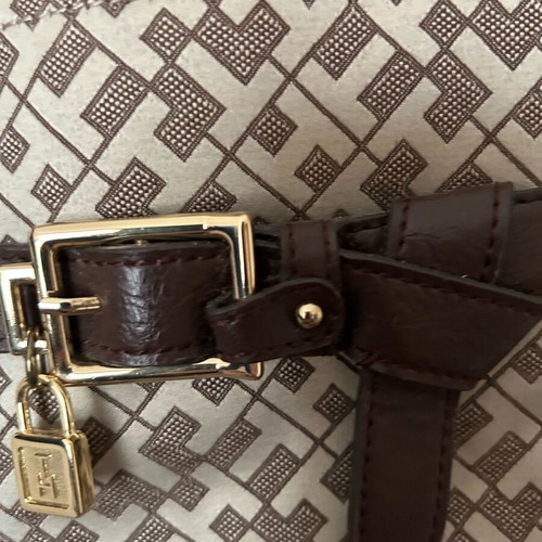 Tommy Hilfiger fabric handbag like new, beige and brown