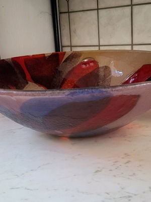 Decorative red blown glass table bowl like new