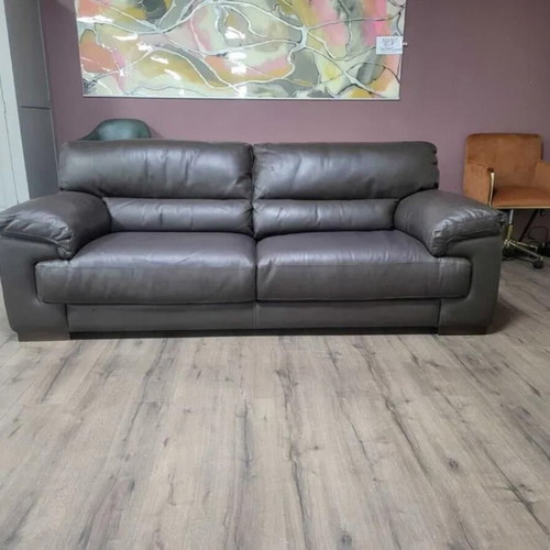 Dark brown leather three-seater sofa new, 100% genuine leather