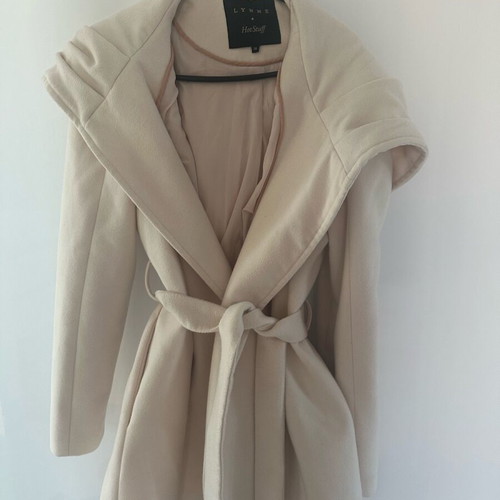 Lynne coat used in ecru color with hood