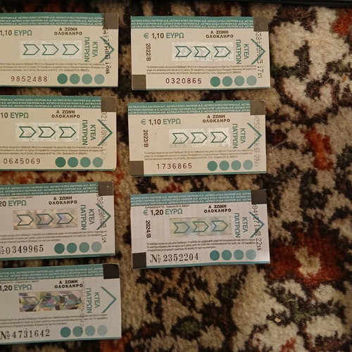 Patra Bus Tickets used, pack of 20, canceled