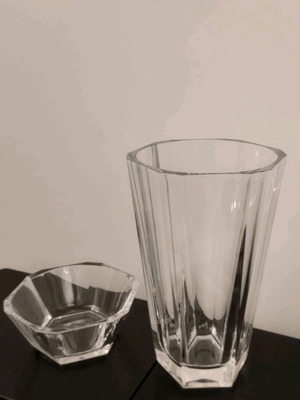Crystal set vase and bowl like new