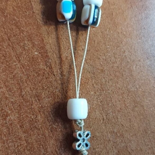 Handmade Mini Women's Komboloi with Blue and Brown Details, ZK.GIRL-001