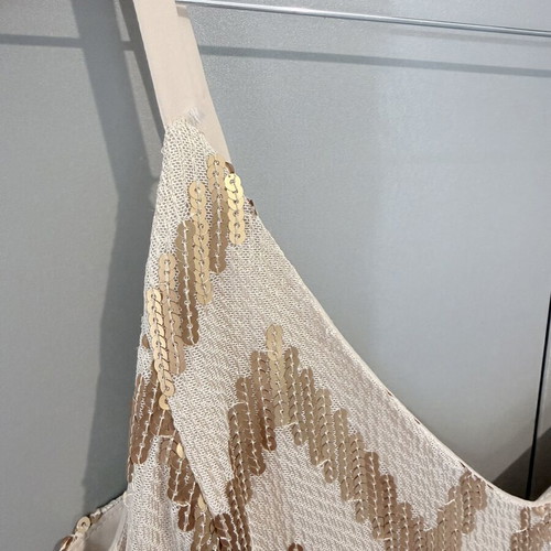 Desiree evening dress with gold beige sequins like new, size L