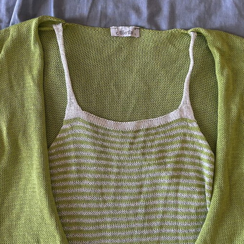 Albertini knitted twin set lime green, large
