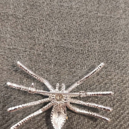 Spider brooch new with rhinestones silver color