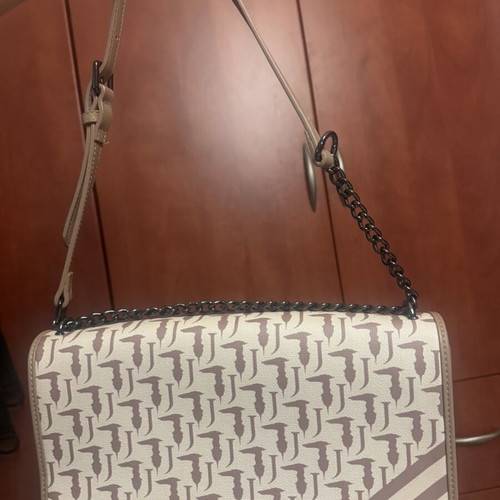 Shoulder bag, beige, large capacity