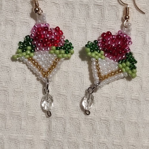 Handmade knitted earrings with beads new