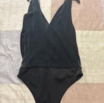 Pull&Bear black bodysuit with transparency and V neckline like new, size M