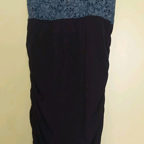 Evening dress like new with lace top and side elastic