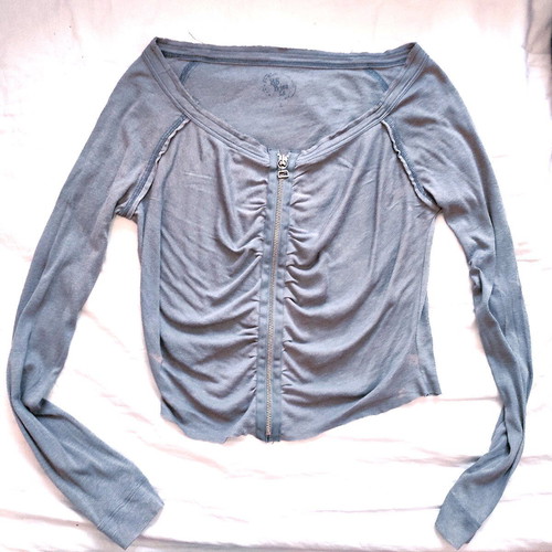 BSB grey top with zipper and ruching refurbished