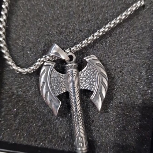 Bruno Banani men's pendant new, silver stainless steel axe design