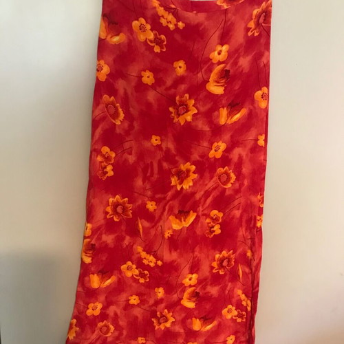 Cropped shirt L and maxi skirt M set like new, red and yellow