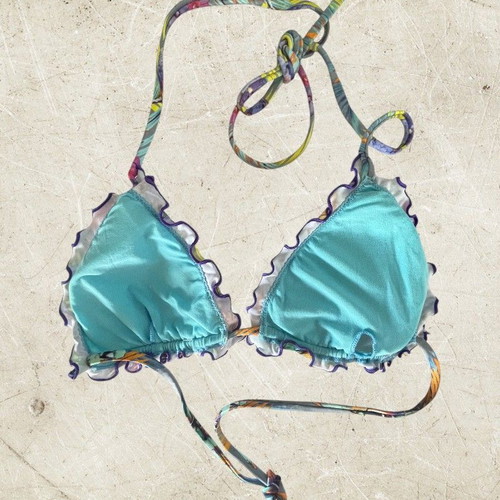 Omero tie-up printed triangle bikini new with parrots size M