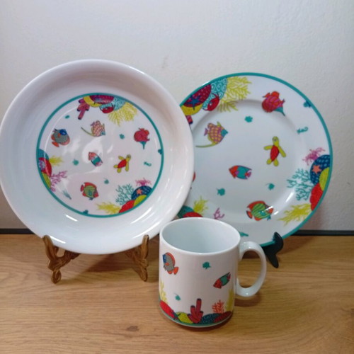 Auerhahn Porcelain children's dinner set Ocean, 3 pieces