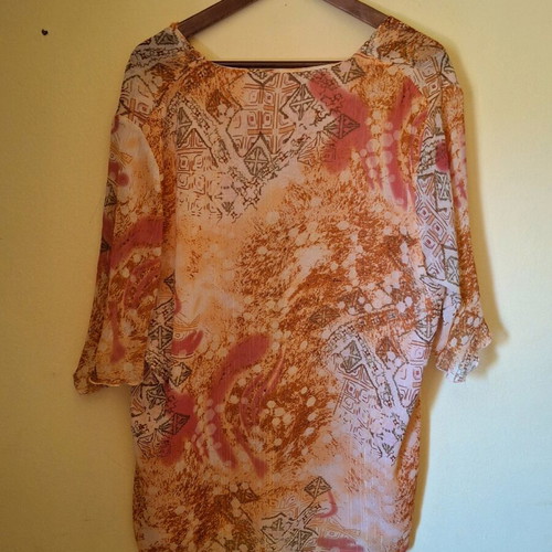 Boho summer t-shirt used, orange, size XL