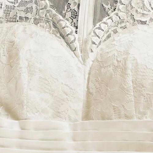 Tea length wedding dress new, A-line silhouette with lace bodice and chiffon skirt