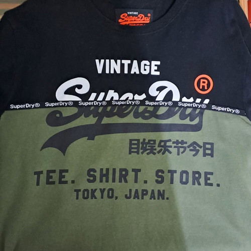 Superdry Long Sleeve Shirt Like New, Regular Fit, Size M, Black and Green
