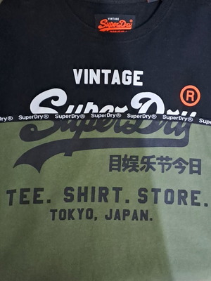 Superdry Μακρυμάνικη Μπλούζα Σαν Καινούργια, Regular Fit, Μέγεθος M, Μαύρο και Πράσινο